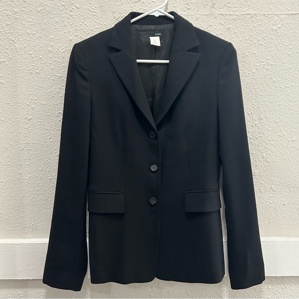 J. Crew Black Wool 3 Button Career Blazer Size Tall 4